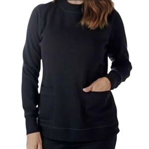 Isaac Mizrahi Black Crew Neck Sweater with Ribbed Detailing